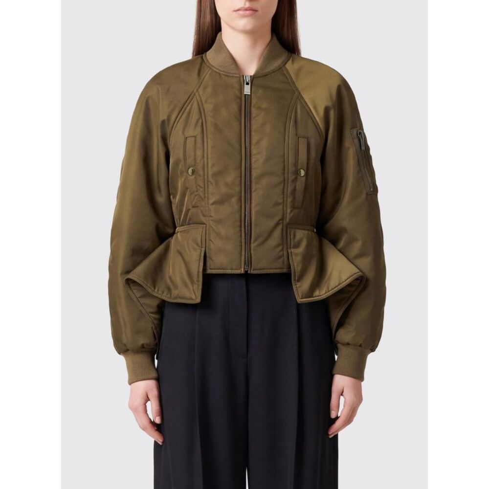 Balmain Women Balmain Relaxed Fit Cropped Nylon Bomber Jacket With Zip Closure